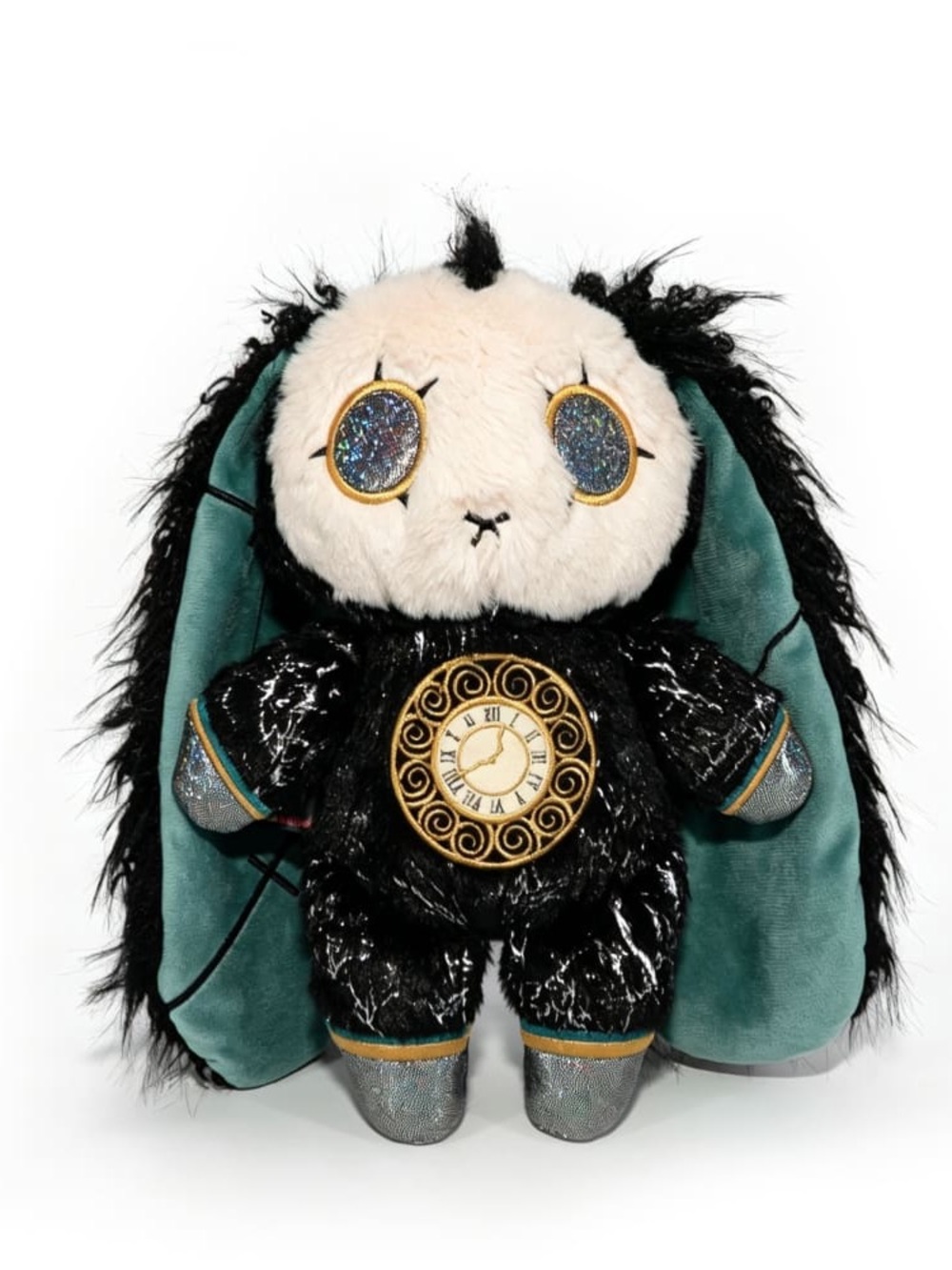 Plush Bunny Pocket Clock Toy - Black and Teal